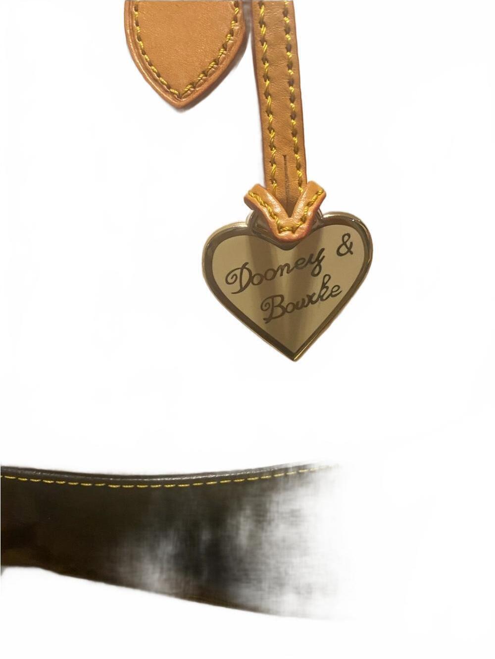Dooney & Bourke Cream & Black colorblock 2 Tone Patent Leather Tote Ivory Heart - Picture 7 of 9
